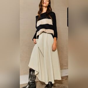 Trish French Terry Pullover+3/4 sleeves Distress Tupe/Back Bucklist  NWT$78